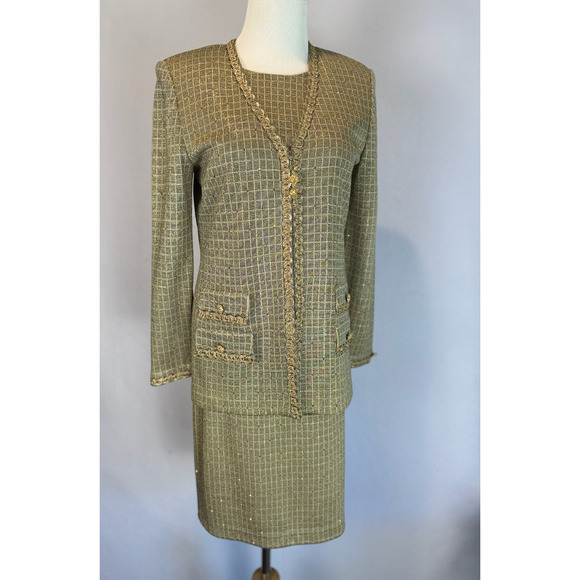 st john Jackets & Blazers - ST JOHN Evening Santana Knit Skirt Jacket Tank Set 3 pcs Sz‎ 2 (Top) 8 (Skirt)
